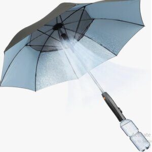 مظلة شمسية مع مروحة و رذاذ مياه